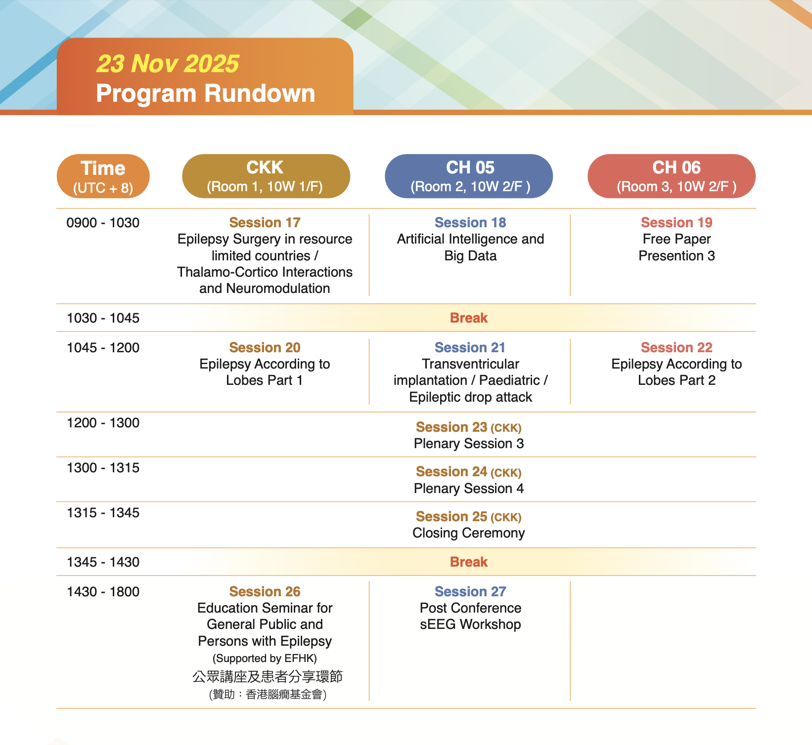 23 November 2025 Program